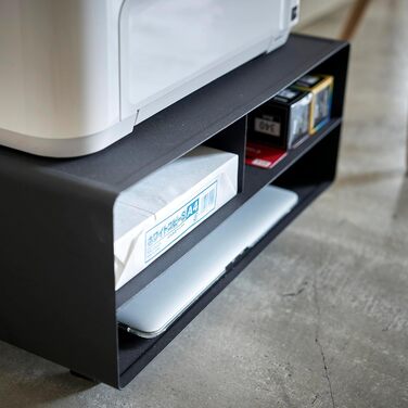 Стол для принтера Yamazaki 4349 Tower, чорний, сталь, мінімалістичний дизайн, 48 x 37 x 19 см