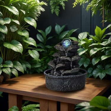 Фонтан Zen'Light Zimmerbrunnen Little Rock: Природний водоспад з ефектом каменів та LED-підсвіткою для дому, медитації та релаксації. Feng Shui, 23 см
