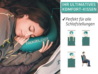Трекологічна надувна подушка Aluft 2.0 для подорожей і кемпінгу, стислива, компактна, надувна, зручна, ергономічна подушка для підтримки шиї і попереку (Aluft 2.0 (синій))