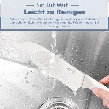 Набір кухонних ножів TEAMFAR з бруском, 15 предметів, нержавіюча сталь, антипригарне покриття