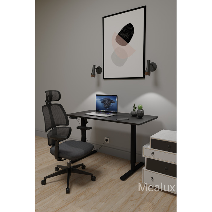 Комплект Mealux PowerDesk Lite Black + Leo Air Plus Grey (арт. EVO-201 Lite B/B +Y 546 KBG)