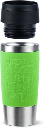 Термокружка Emsa N20210 Travel Mug Classic з нержавіючої сталі, 0.36 л, з кришкою-гвинтовою, ізоляція 4г гаряче/8г холодне, 100% герметична, для миття в посудомийній машині, з поворотним отвором для пиття (лімонний колір)