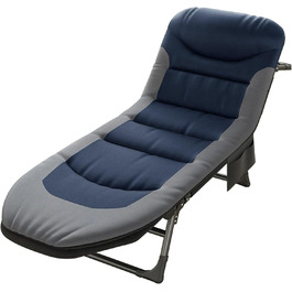 Розкладне кемпінгове ліжко XXL з регульованою спинкою, посилене полеве ліжко для відпочинку на природі та вдома, синій колір