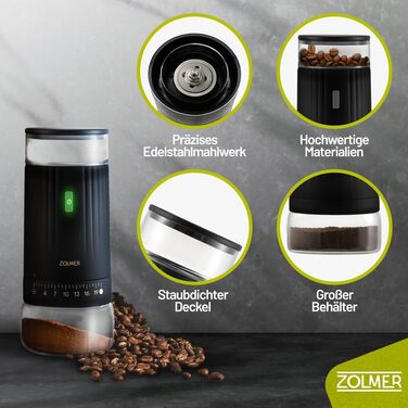 Ручна кавомолка з нержавіючої сталі, регулювання помелу для еспресо, фільтр-кави та мока. Компактна та міцна кавомолка.