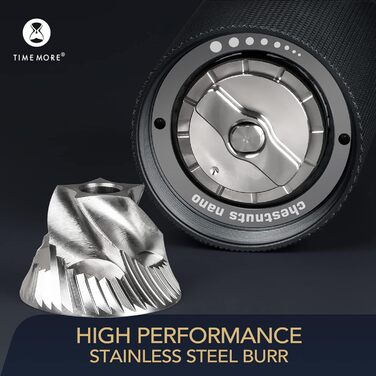 Кавомолка ручна TIMEMORE Nano - компактна кавомолка з нержавіючої сталі для еспресо та френч-прес (чорна)