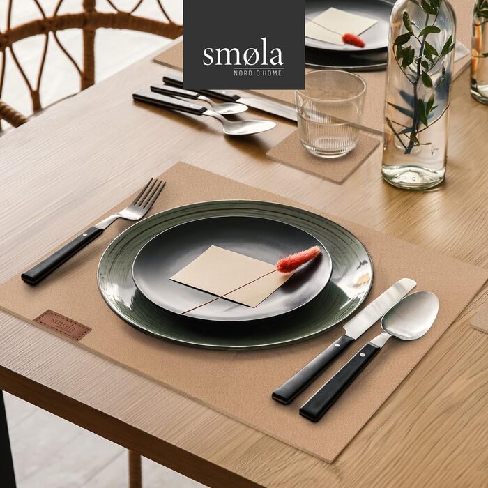 Набір Smøla з 12 елементів: фетровий сервізний комплект з підставками для посуду | Темно-сірий, миється | Декор для столу