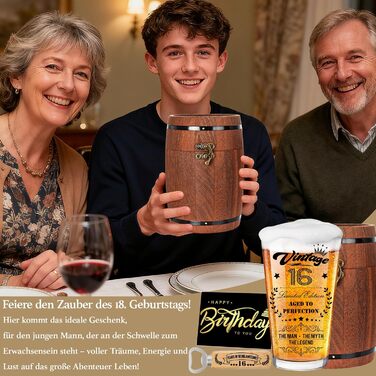 Персоналізований пивний келих з гравіюванням для чоловіка на 60 років, 1966 рік народження, в дерев'яній подарунковій коробці 470 мл + відкривачка + листівка. Ідея подарунка на День народження, День Святого Валентина