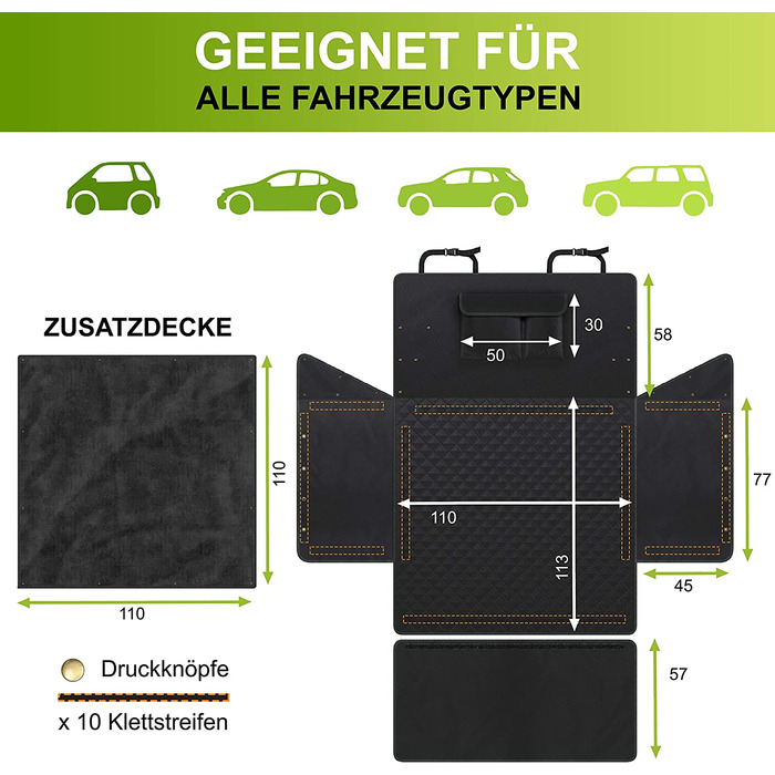 Захист багажника для собак зі знімною додатковою ковдрою-водонепроникна ковдра для собак для автомобілів з нековзним дном і бічним захистом преміум-класу