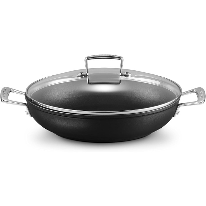 Сковорода Le Creuset з антипригарним покриттям з кришкою, 28 см, для всіх типів плит (включно з індукцією), алюміній, сірий/сріблястий