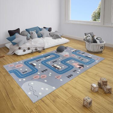 Дитячий килимок Hanse Home Dream Street Play Street, м'який ворс, легкий догляд, 120x170см, сірий синій