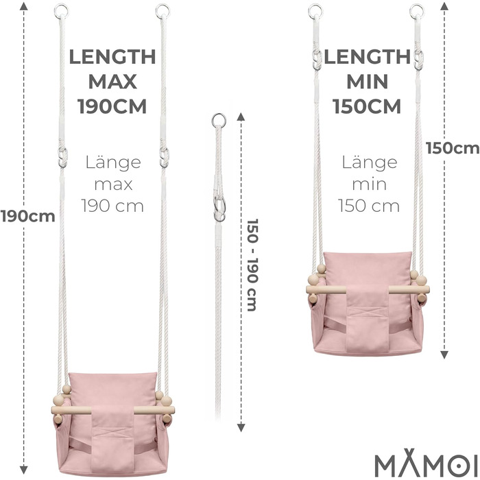 Дитяча гойдалка-крісло MAMOI® для дверей, дерев'яна гойдалка для малюків (Рожева)