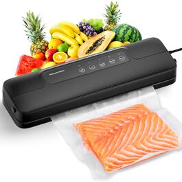 Вакууматор 5 в 1 для продуктів, вакуумний пакувальник з 10 пакетами та шлангом, пристрій для запаювання пакетів (шов 30 см)