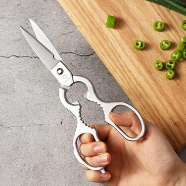 Кухонні ножиці Sunnecko 8 дюймів - універсальні, з ручкою, що ергономічно лежить у руці, з подрібнювачем горіхів, з нержавіючої сталі