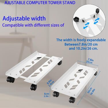 Підставка для ПК Tower, комп'ютерний стіл-візок, універсальна, з колесами, білий