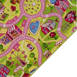Дитячий килимок для ігор, милий рожевий рожевий килим для дитячої кімнати, будинки для дівчаток (160 х 220 см)