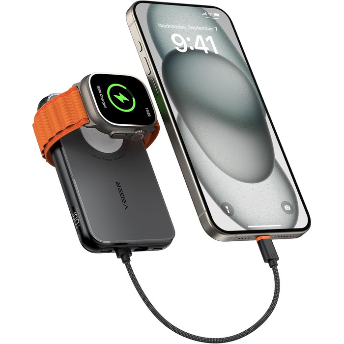 Вт PD, 10000 мАг, з функцією зарядки від Apple Cable & Watch, 2 шт. USB-C, LED-дисплей, 20