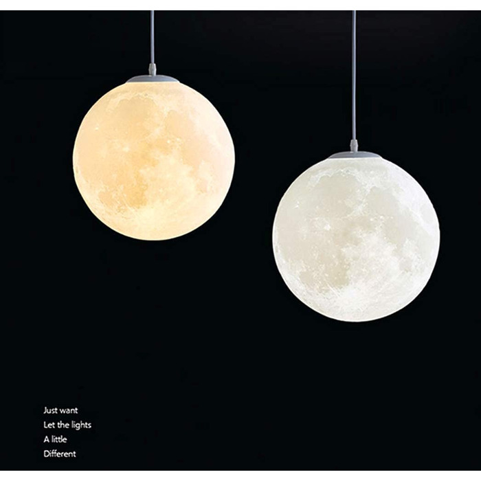 Підвісні стельові світильники з 3D-принтом Місяця-креативний стельовий світильник для всесвіту, планети, Місяця, нічника, стельової лампи, стельової лампи, Місяця для ресторану / бару / вітальні / дитячої / спальні, 25 см