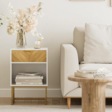 Приліжкові столики з відкритою полицею, білий, 40 x 30 x 60 см