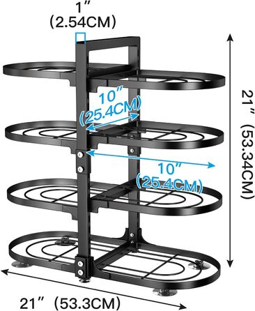 Регульований органайзер для каструль і сковорідок SAYZH, 8 рівнів, чорний, оновлений дизайн з нержавіючої сталі