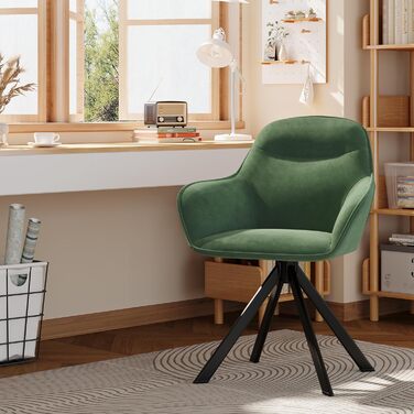 Набір обертових стільців для їдальні з підлокітниками (2 шт.), зелені