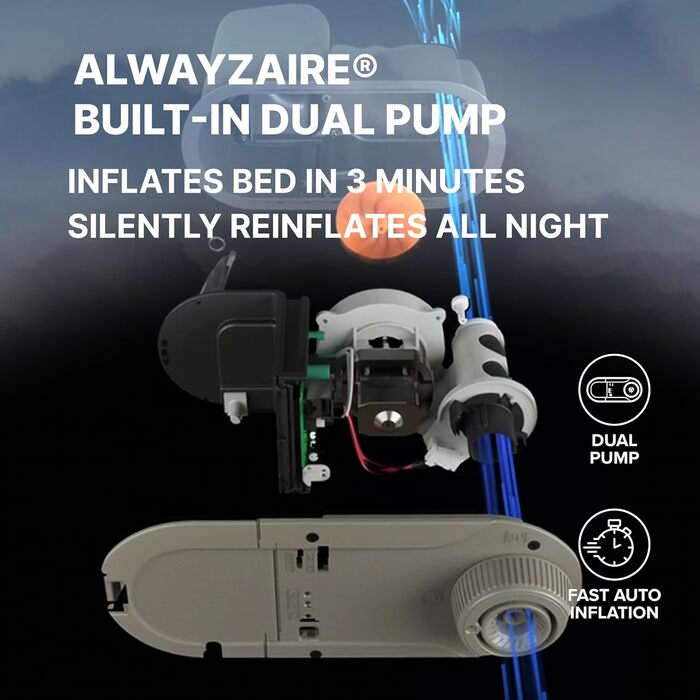 Надувний матрац SleepLux Dream Luxus подвійний з вбудованим насосом, 45.7 см, високий, для гостей, кемпінгу, дому
