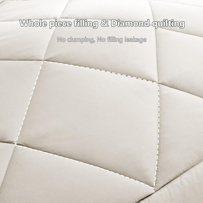 Ковдра CozyLux 200x200 см для всіх сезонів, ковдра з мікрофібри 300gsm, дихаюча ковдра, білий/бежевий (155x220 см)