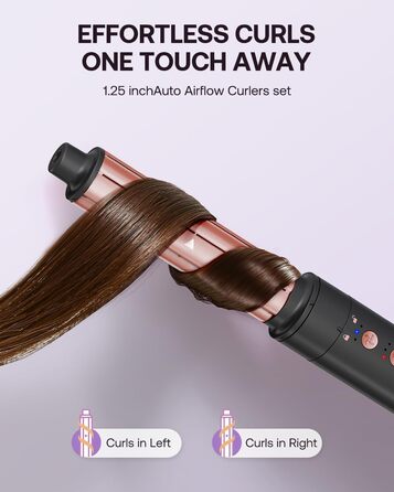 BESTOPE PRO Локкенстаб: Набір для створення локонів 5-в-1 з 3 насадками, регулюванням температури, швидким нагрівом, рукавичкою та кліпсами, рожеве золото (чорний 5-в-1)