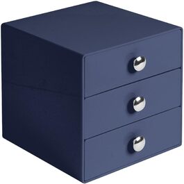 Органайзер для макіяжу iDesign Drawers Високоякісна коробка для зберігання косметики, косметики та Ко Ящик з 3 висувними ящиками Пластик темно-синього кольору