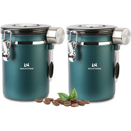 Набір контейнерів для кави та сухофруктів з нержавіючої сталі, 1,8L (2 шт., зелені)