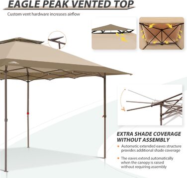 Альтанка EAGLE PEAK 4x4 м складна водонепроникна висувна альтанка складна двомісна - мереживна альтанка для вечірки в саду, весілля, пікніка та фестивалю, в т.ч. з сумкою для перенесення з колесами, E169 (бежева)