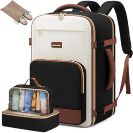 LOVEVOOK Рюкзак ручної поклажі, 17.3 дюйми, 40L, для подорожей та бізнесу, водонепроникний, для жінок, 45x30x20см, 4 кольори (Teegrün, Beige, Schwarz, Braun)