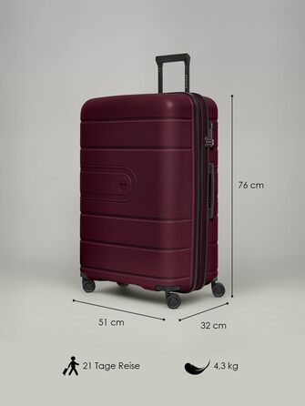 Набір валіз REDOLZ Hartschalen 3-в-1: велика (76 см), середні та маленькі, розширювані, з TSA-замком, з поліпропілену, 4 колеса, для жінок та чоловіків (Burgundy)