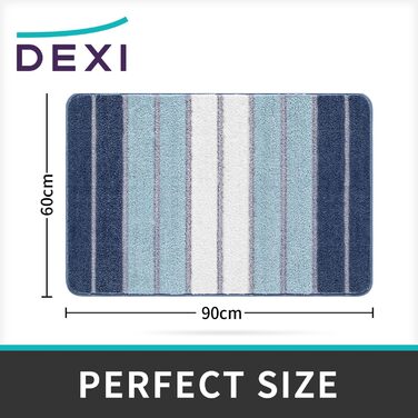 Килимок для ванної кімнати DEXI нековзний, поглинаючий, м'який, можна прати в пральній машині (60x90см, синій)
