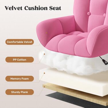 Ергономічне крісло 2-в-1 для дому та офісу, обшите велюром, поворотне на 360°, регульоване по висоті (без подушки, червоне)