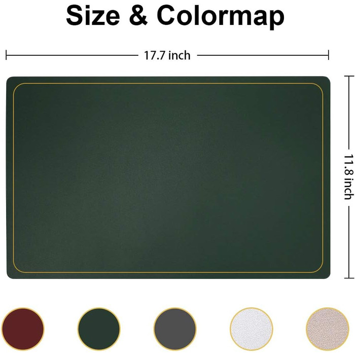 Зелені серветки на стіл, PU-шкіра, набір 6 шт, миючі, водонепроникні, антиковзні, для кухні та святкування