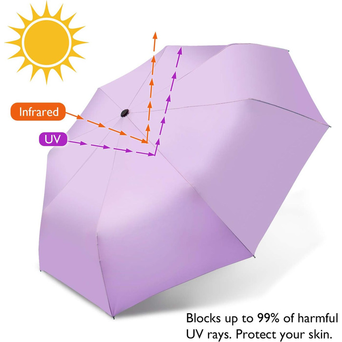 Парасолька для подорожей, компактна, автоматична, парасолька з чохлом, 3 (фіолетовий)