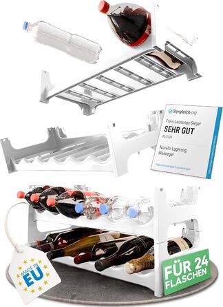 Стеляж для пляшок Novaliv на 36 пляшок з пластику, розширюваний, для вина, напоїв, спиртних напоїв