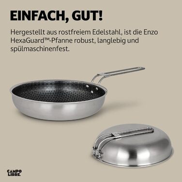 Набір кухонного посуду Campo Libre Enzo I з нержавіючої сталі для кемпінгу | Індукційний посуд для відпочинку на природі | Набір каструль та сковороди для кемпінгу | 6 предметів або (сковорода з покриттям - 24см)