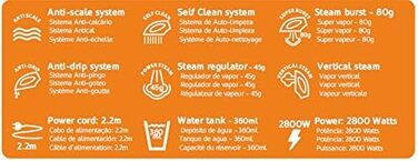 Праска HAEGER Ultra STEAM 2800W з керамічним нагрівачем, антикапілярною системою, захистом від накипу та самоочищенням. Нержавіюча сталь.