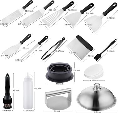 Набір аксесуарів для гриля з нержавіючої сталі: 67 предметів для кемпінгу, BBQ, Smoker, Plancha та газового гриля. Ідеальний подарунок для чоловіків та жінок