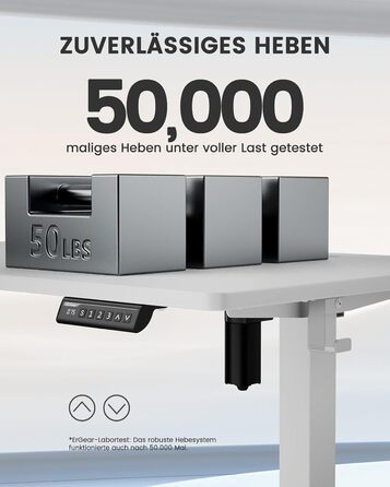 Електричний регульований стіл ErGear 120 x 60 см з пам'яттю, для дому та офісу, з кріпленням для монітора