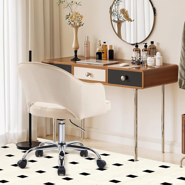 Крісло для офісу Fiximaster Homeoffice: регульоване, ергономічне, з велюру, до 113 кг, кремове