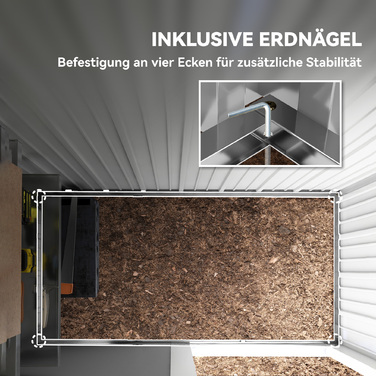 Сарай для інструментів на вулиці, з хвильового металу, з дизайном стін, регульовані полиці, замикаючі двері, темно-сірий