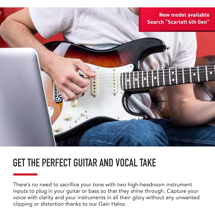 Аудіоінтерфейс Focusrite Scarlett 2i2 3-го покоління з USB: комплект для гітаристів, вокалістів та продюсерів. Студійна якість звуку + ПО