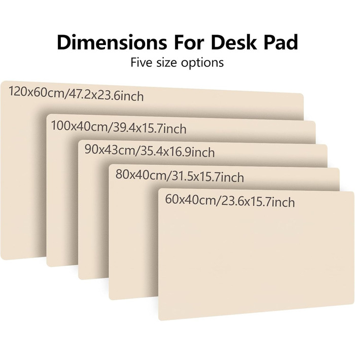 Килимок на стіл Niviy з екошкіри XXL (120x60 см), водонепроникний килимок для миші та захисна підкладка для офісу та дому, бежевий