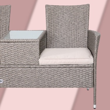 Лавка для кіно Poly Rattan кремова 143x55x88см