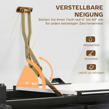 Регульований креслярський стіл з табуретом та шухлядами, білий