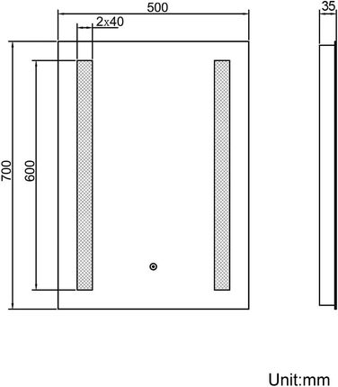 Елегантне дзеркало для ванної кімнати з LED-підсвічуванням 45x60 см, холодне біле світло, IP44, енергозбереження, для ванної кімнати, настінне