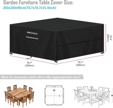 Захисний чохол для садово-патіо меблів 200x200x90 см, водовідштовхуючий, 420D Oxford