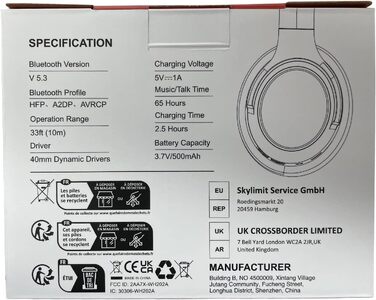 Накладні Bluetooth-навушники BERIBES, ANC, мікрофон, 70 год, Hi-Res Audio, Глибокі баси, Швидка зарядка, Чорний